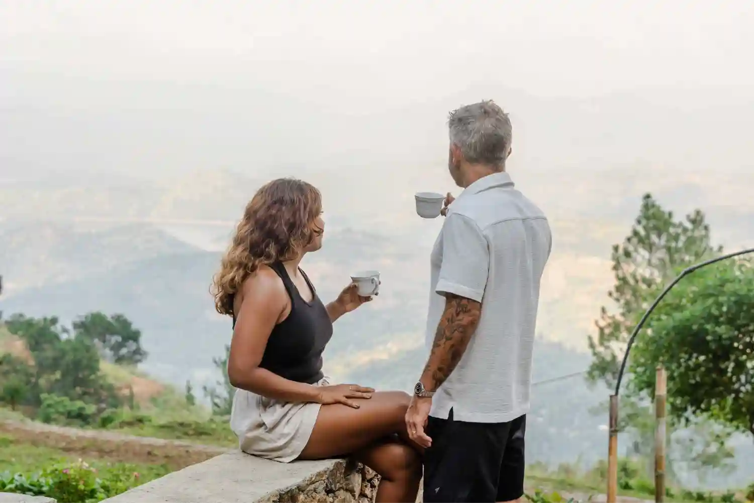 guests having tea at bawlana estate bungalow kirimetiya. private holiday bungalow in sri lanka